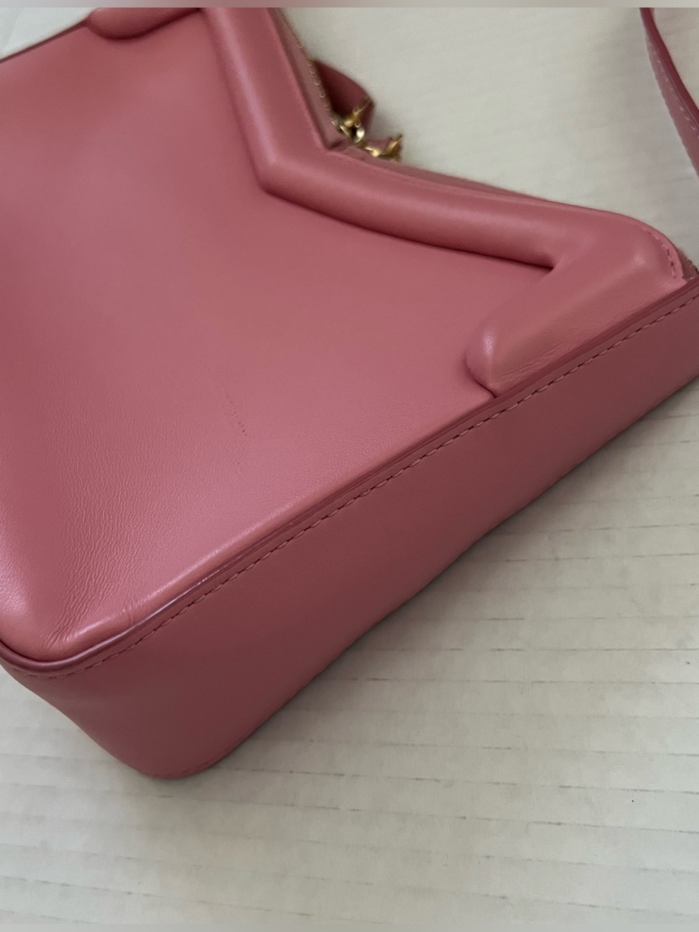 Mansur Gavriel Pink M Frame Double Zip Leather Baguette Shoulder Bag - Picture 9 of 16